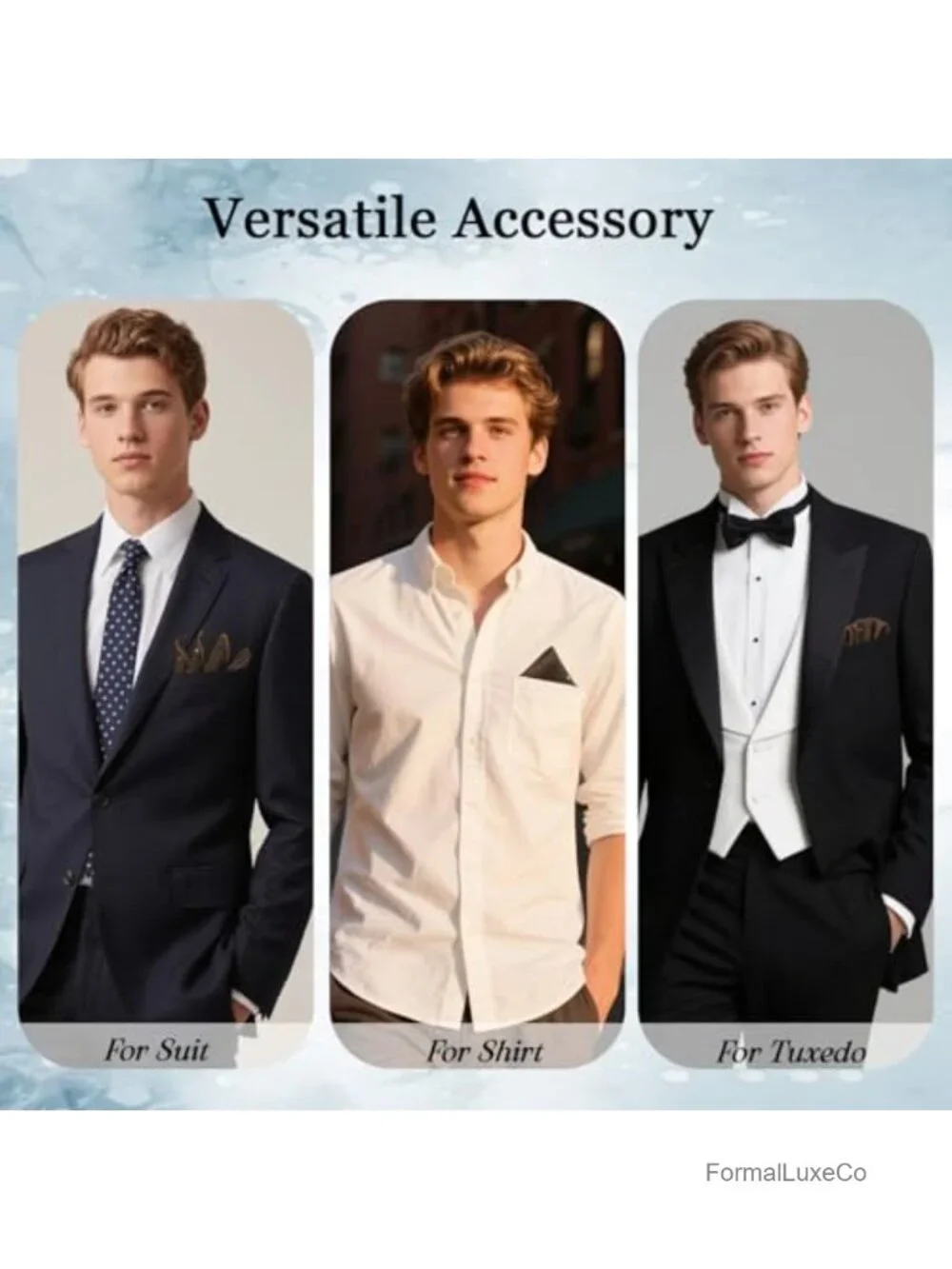 Men's Glitter Sequin Pocket Square Handkerchief with Holder Polyester